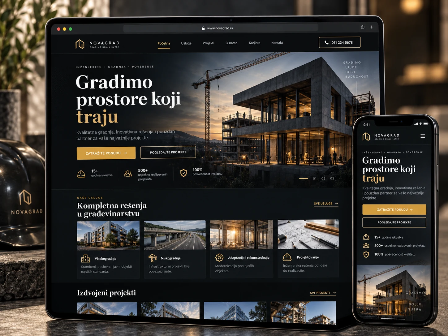 Realističan primer web prezentacije — Construction company websites