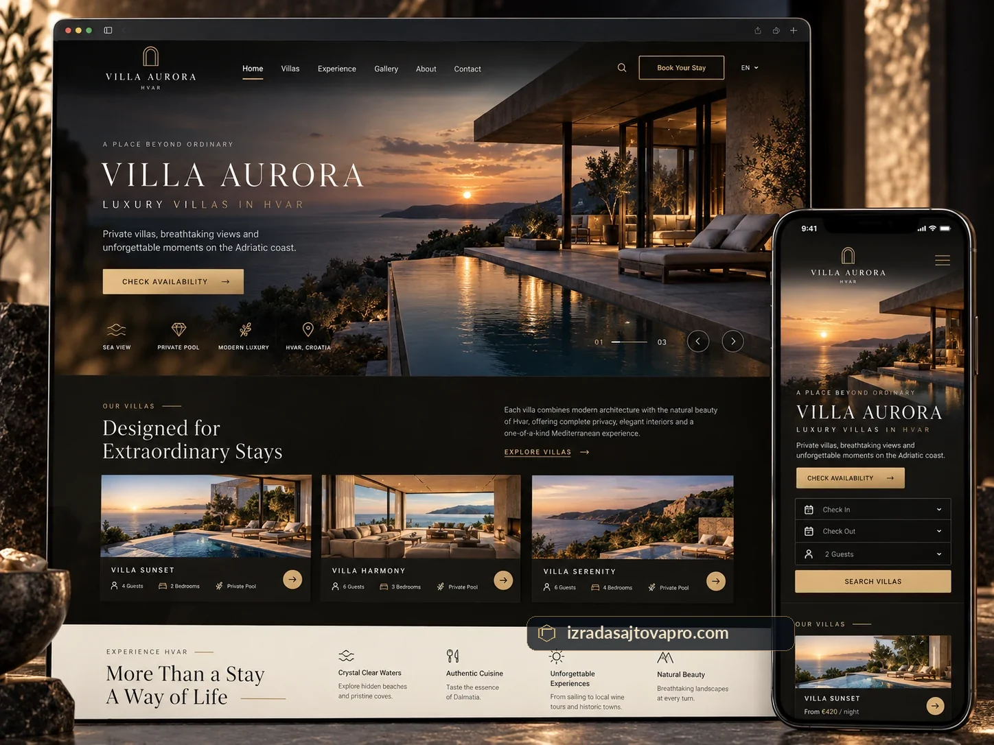 Webdesign Konzept für Tourismus, Hotels, Ferienwohnungen und Apartment-Vermietung | IzradaSajtovaPro Webdesign Konzept für Tourismus, Hotels, Ferienwohnungen und Apartment-Vermietung