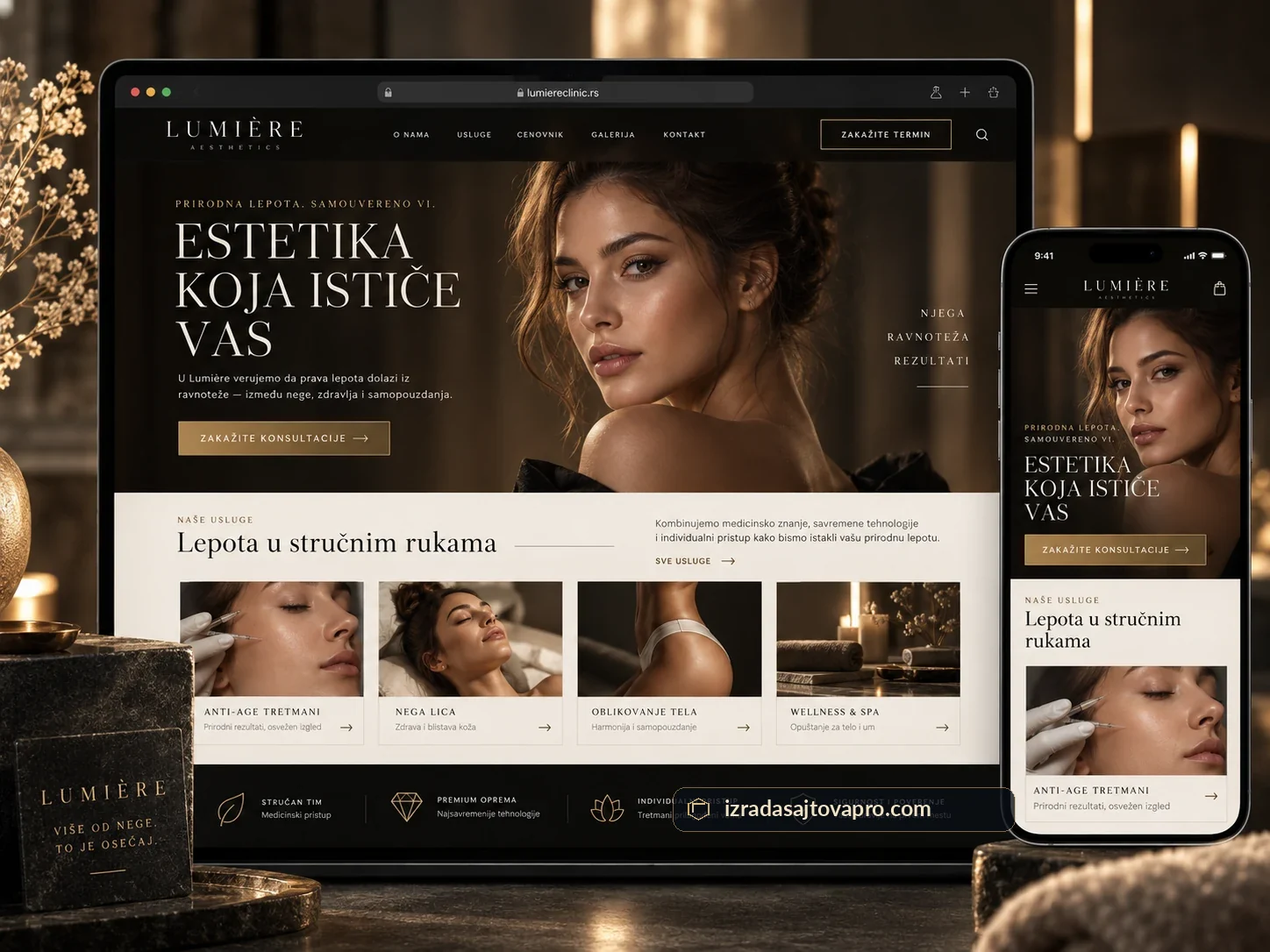 Webdesign Konzept für Beauty-Salons, Kosmetikstudios und Ästhetische Medizin | IzradaSajtovaPro Webdesign Konzept für Beauty-Salons, Kosmetikstudios und Ästhetische Medizin