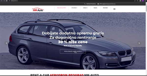 Izrada sajta za Agenciju za iznajmljivanje automobila u Novoj Pazovi MM Auto